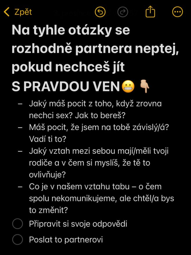 Tyhle otázky umí změnit celý rozhovor a někdy i vztah. A když je jednou položíš, už nejde couvnout. 🤯 Máš odvahu je poslat...